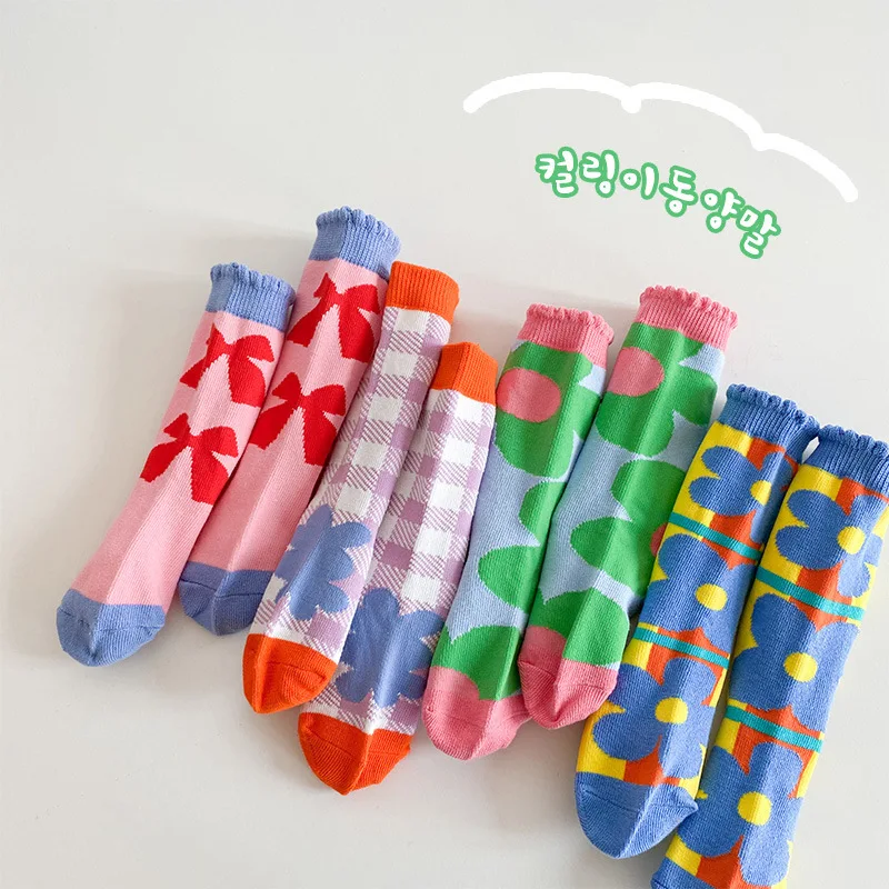 

2021 Summer New Children's Socks Baby Korean Style Cartoon Flower Baby Socks Kids Girls Cotton Socks