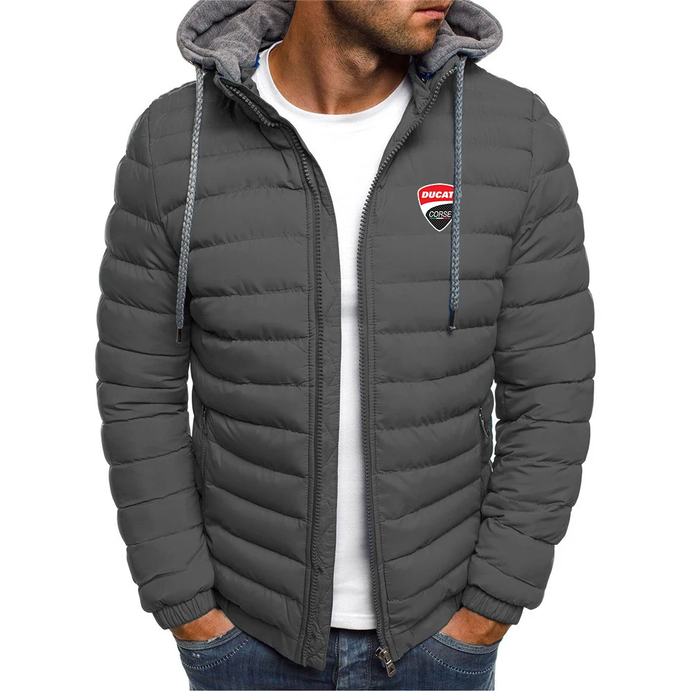 

Winter 2021 Ducati Jacket Men Long Sleeve Outerwear Clothing Warm Popular Coats Quilted Padded Thick Parka Slim Fit Windbre