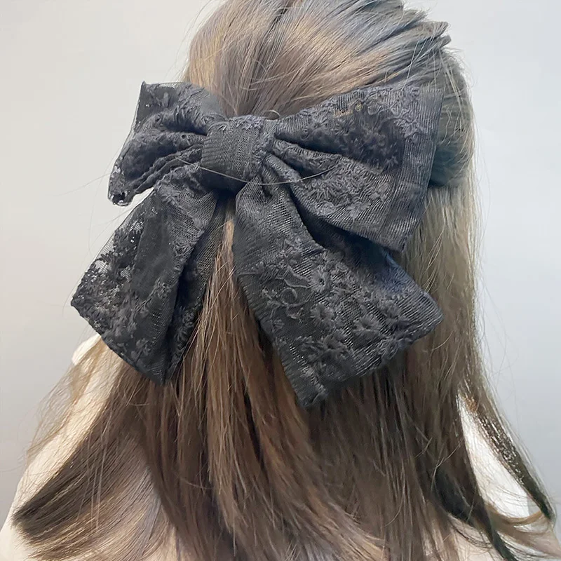 

Women Girls Cute Hairpins Hair Rope Lace Flower Bow Ribbon Hair Clip Hair Ornament Fashion Headband Black White Hair Accessory