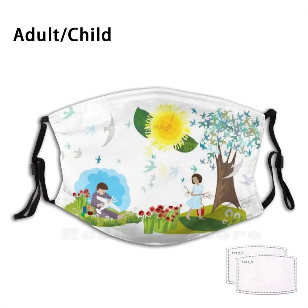 

Детская маска для рта от пыли, с принтом на солнце