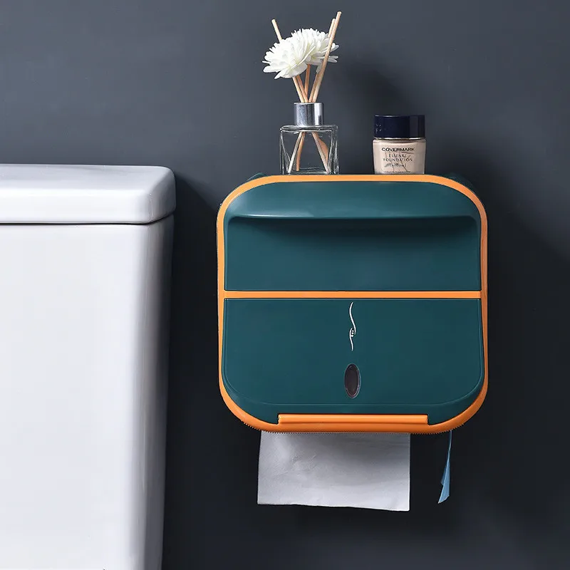 

Toilet Paper Holder Stand Wall Mounted Waterproof Paper Towel Dispenser Holder Tissue Box Toilet Roll Holder Bathroom Organizer