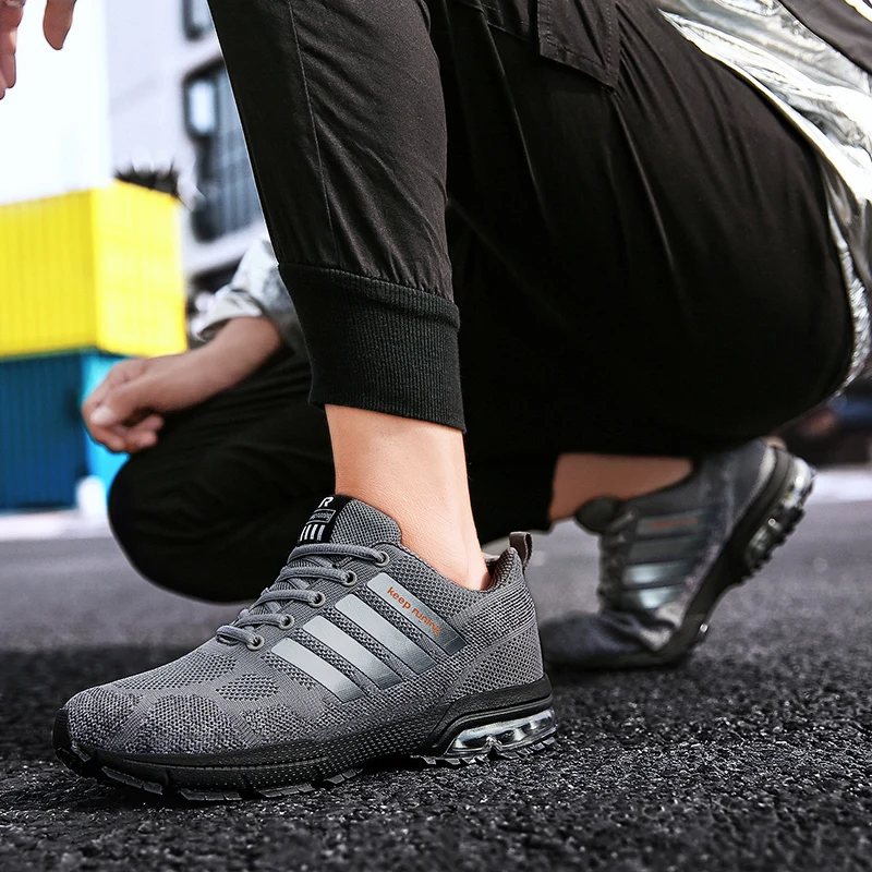 2021 Hot sale Keeping Running Shoes Men Large Size 47 Mesh Air Cushion Sneakers Men Light Sport Jogging Shoes Man Gym Trainers