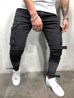 2019 new arrived men cargo pockets biker jeans denim slim supper skinny hip hop jeans men x9313