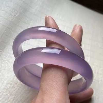 

Zheru Jewelry Natural Agate Chalcedony Purple 54-62mm Bracelet Elegant Princess Jewelry Best Gift