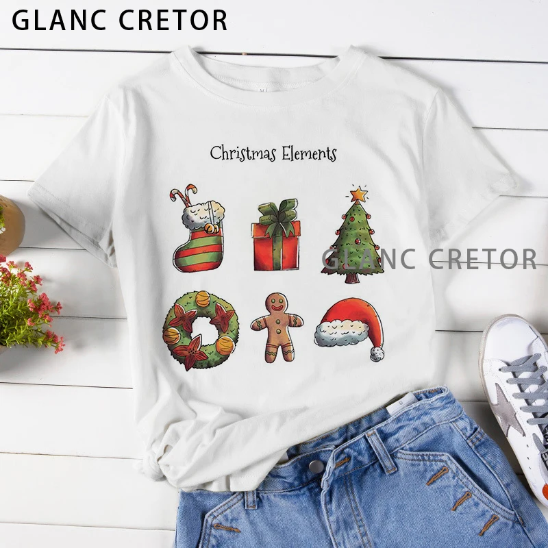 

Harajuku Short Sleeve Tops Girls T Shirt Cartoon Hedgehog Merry Christmas Graphic Print T-shirt Women Vogue Ullzang Tshirt