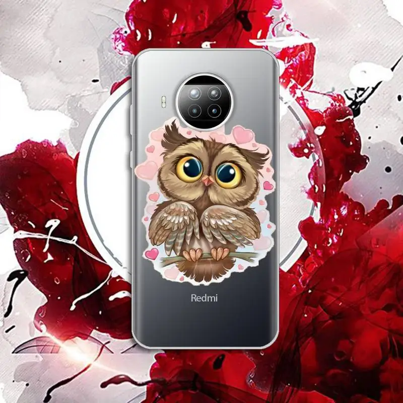 

Cute animal Owl Phone Case Transparent for Xiaomi Redmi note 10 t 8 9 pro lite 11