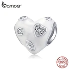 Оригинальный браслет bamoer BSC179 из серебра 925 пробы с белой эмалью в форме сердца для изготовления ювелирных изделий сделай сам