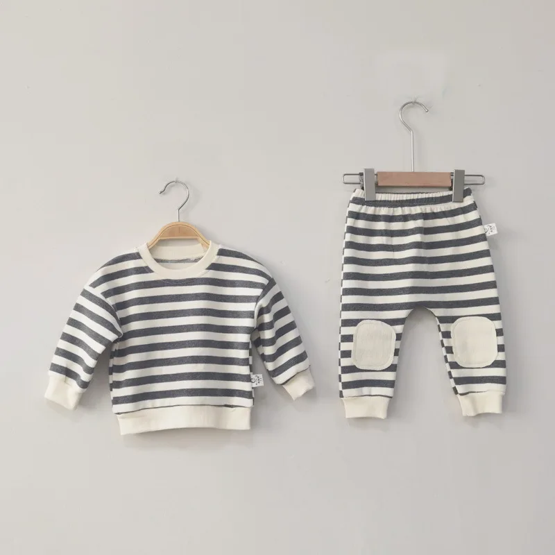 

Kids Loose Stripe Sweatshirts Pants Fashion Autumn Boys Clothes Sets Cotton Baby Girls Clothing Suit Toddler Girl Outfits