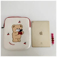 12 9 inch tablet case laptop bag cute cartoon cherry bear embroidery laptop bag for ipad pro 9 7 10 5 11 13 inch ipad liner bag