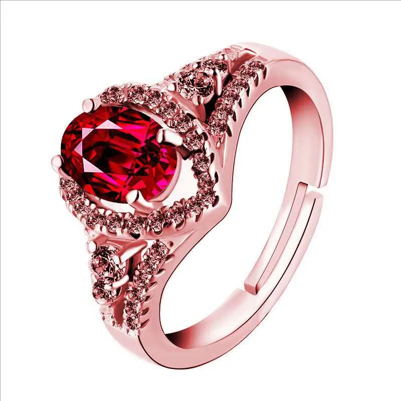 

Fashion Egg-shaped Crystal Open Adjustable Ring Full Bling Iced Out Rhinestone Zircon for Women Wedding Engagement Jewelry