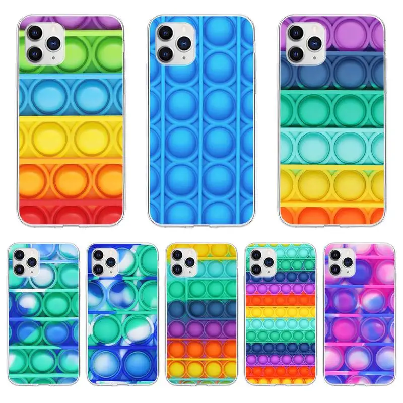 

Bubble Fidget Reliver Stress Antistress Phone Case For iPhone 6 7 8 Plus 11 12 ProMax X XR XS Max Phone Coque