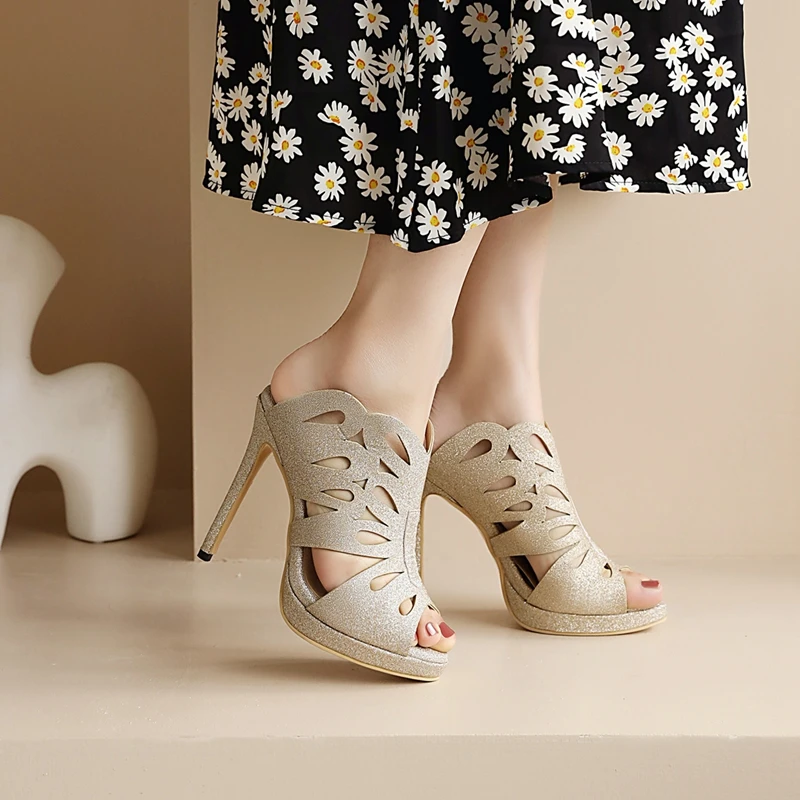 Сандалии женские с открытым носком босоножки на платформе и тонком высоком