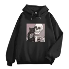 Толстовка со скелетом, свободная, черная, в стиле Харадзюку