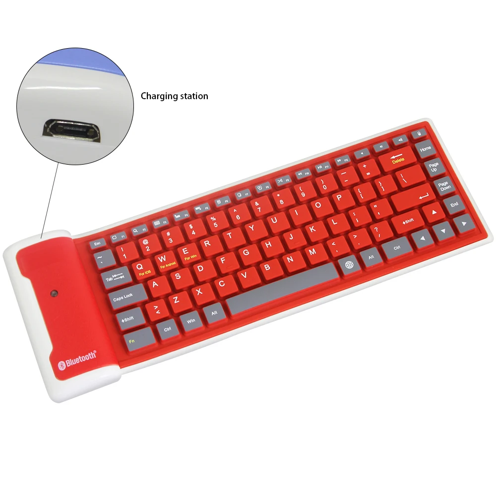 Bluetooth беспроводная Складная Водонепроницаемая мини клавиатура из силикагеля