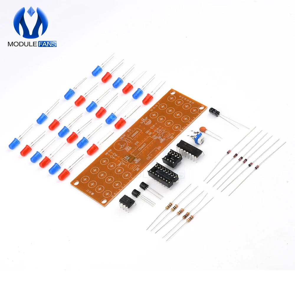 NE555 + CD4017 красно-синие двухцветные мигающие огни набор для доски тренировочные