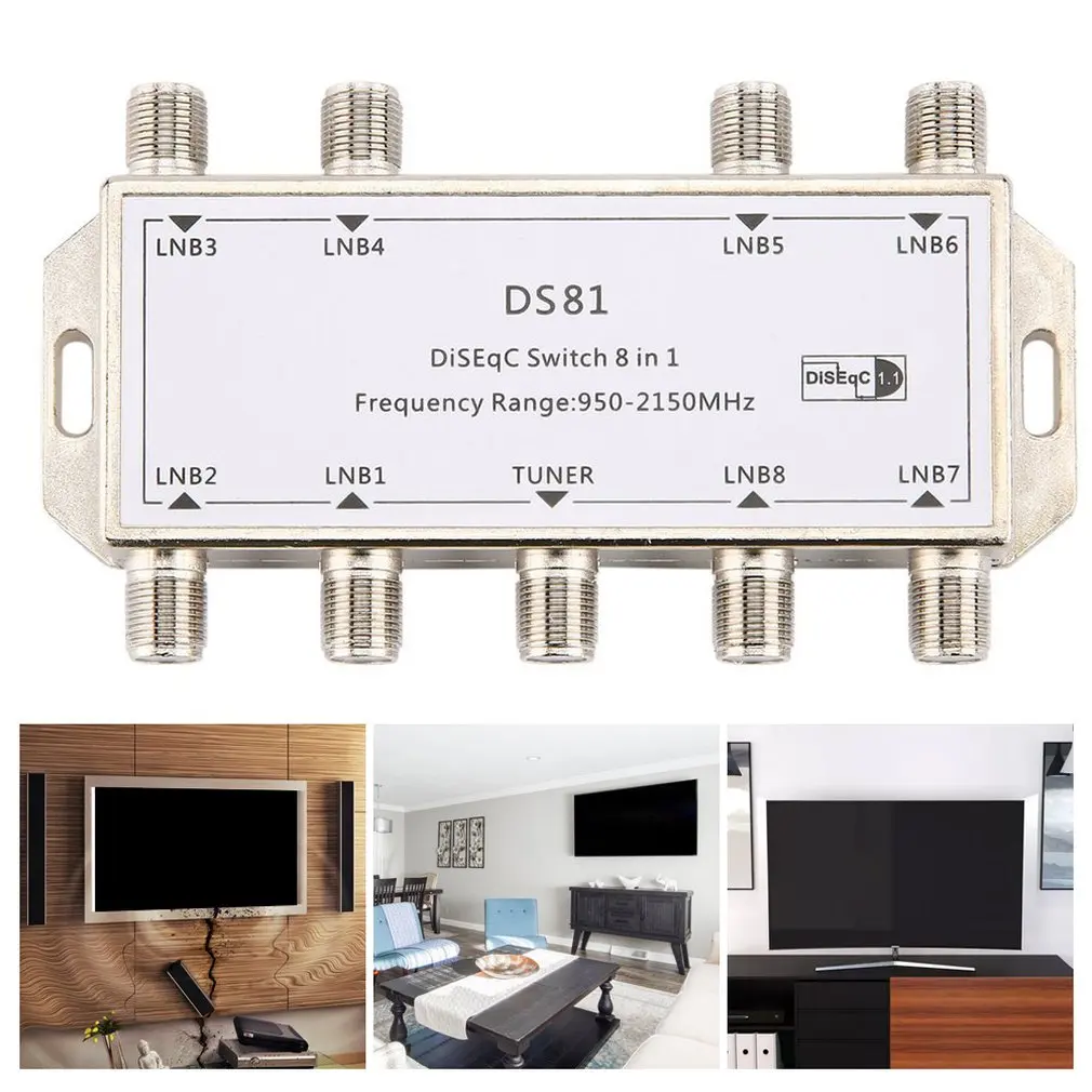 DS81 8 в 1 спутниковый выключатель DiSEqC LNB Ontvanger Multischakelaar Zware Zink gegoten Chrome Behandeld Прямая