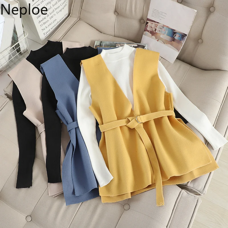 Neploe/осенне зимний тонкий элегантный женский комплект из 2 предметов полукруглый