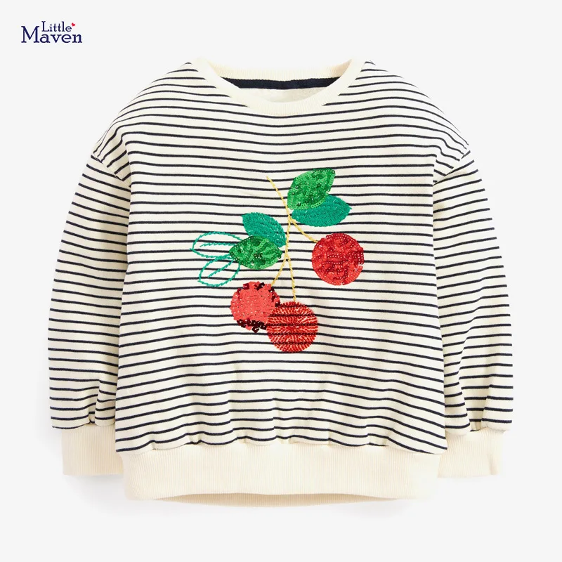 

Little maven Kids 2021 Autumn Brand Clothes Children Casual Cotton Striped Fruit T Shirt Fall Clothes for Toddler Girl 2-7 Years