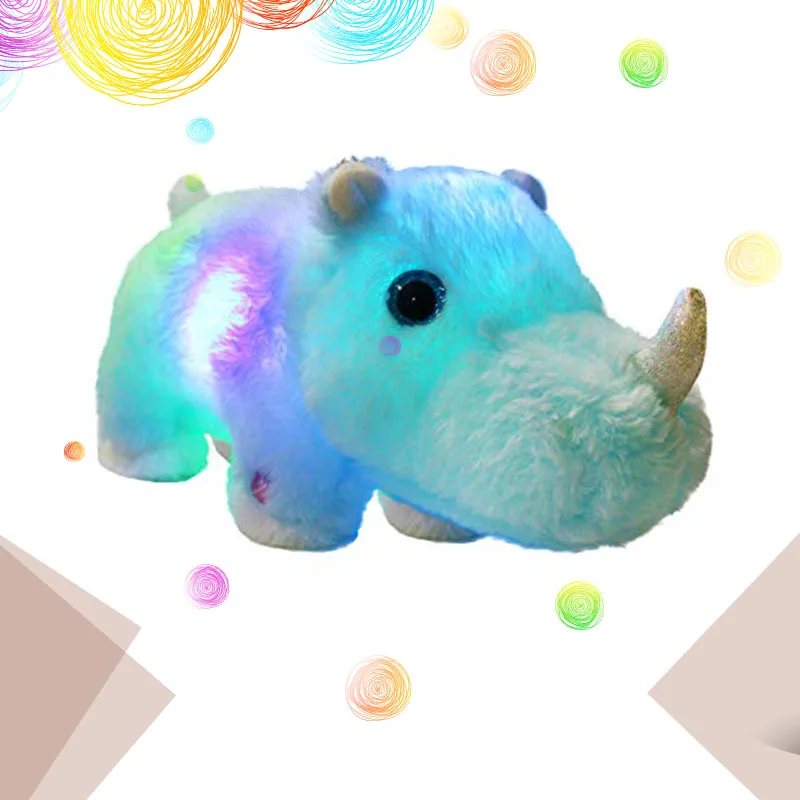 

Athoinsu Light up Stuffed Rhino Soft Plush Toy with LED Night Lights Glow Rhinoceros Birthday for Toddler Kids, 12''