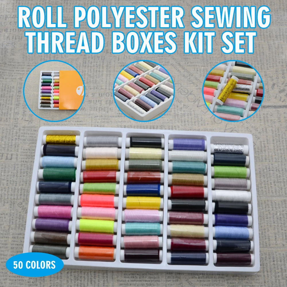 

50 Colors Roll Polyester Sewing Thread Boxes Kit Home DIY Sewing Thread Set Dress Making Sewing Thread For Sewing Machine