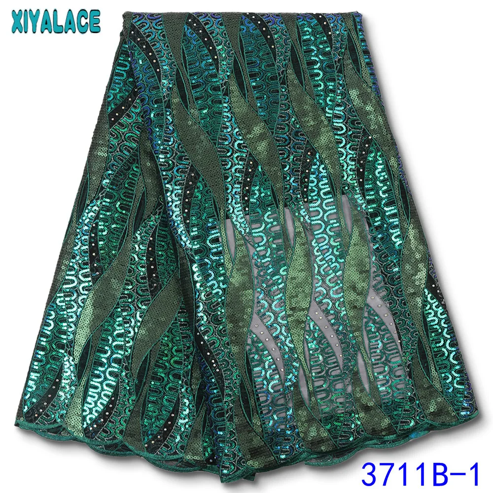 

Net Lace Fabric 2020 Sewing African Lace Fabrics French Embroidery Sequence Tulle Lace with Stones for Wedding Dress KS3711B