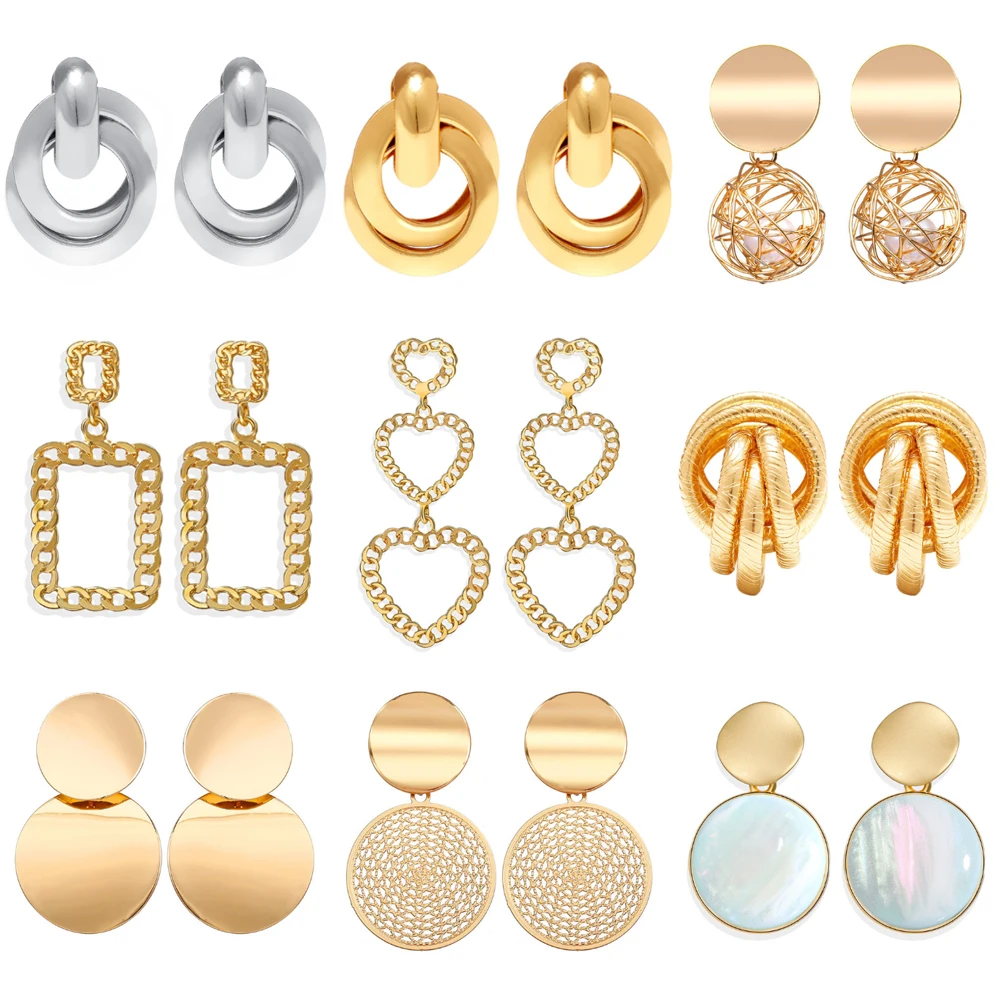 Женские крупные серьги-гвоздики 17KM золотистые женские серьги 2020 корейская мода