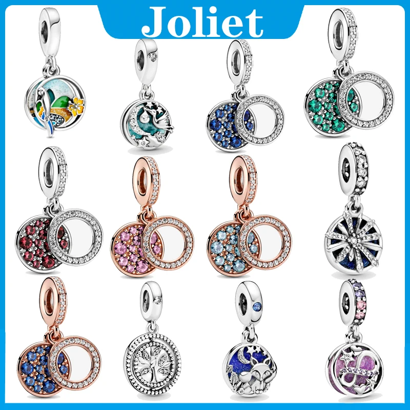 

2021 Fit Original Pandora Charms Bracelets DIY Women Jewelry New Sky Blue Series Star Moon Butterfly Flower Snowflake Love Beads