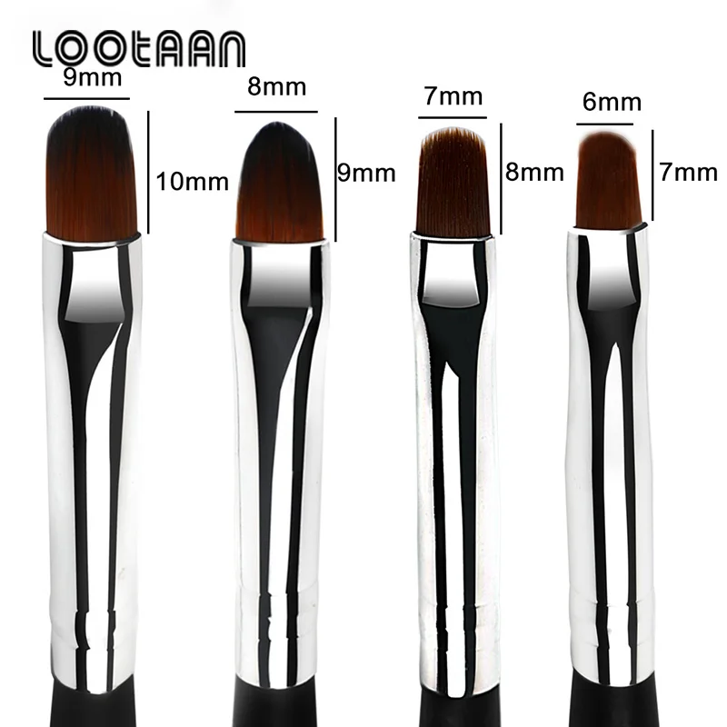 Lootaan #4 #6 #8 #10 фотополировочная Кисть для ногтей черная деревянная ручка резные