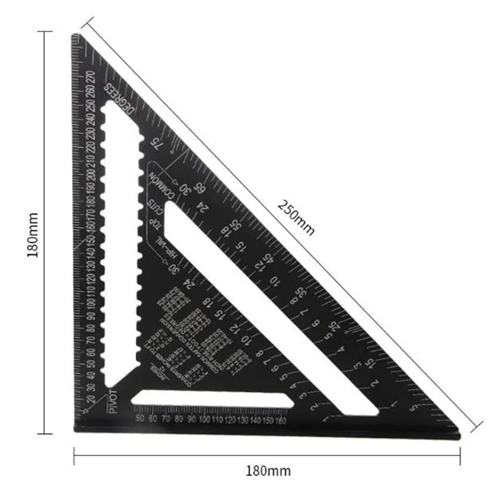 

7 Inch Straight Angle Ruler Aluminum Alloy Triangle Ruler Measuring Tool