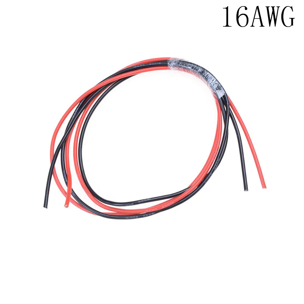 Новый красный + 1 м черный силиконовый провод 12AWG 14AWG 16AWG 22AWG 24AWG термостойкий мягкий