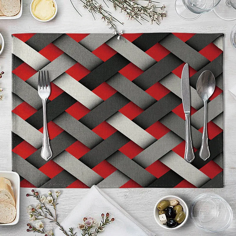 Красочные геометрические решетки столовых коврик из ткани Украшение стола Кухня