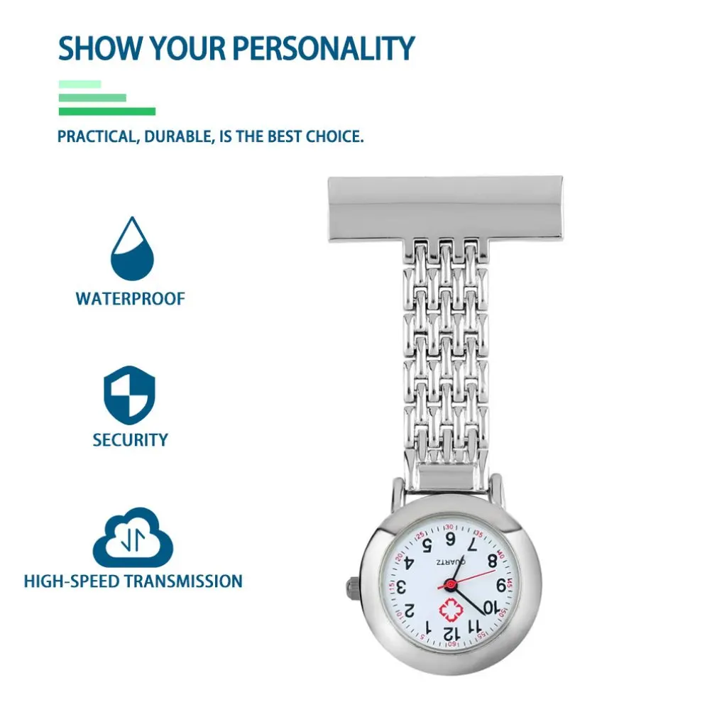 Карманные часы Медсестры из нержавеющей стали с арабскими цифрами кварцевая