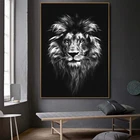 Абстрактное искусство животное лев черно-белая Картина на холсте нордический стиль внутреннее украшение Искусство Настенная картина (без рамки)