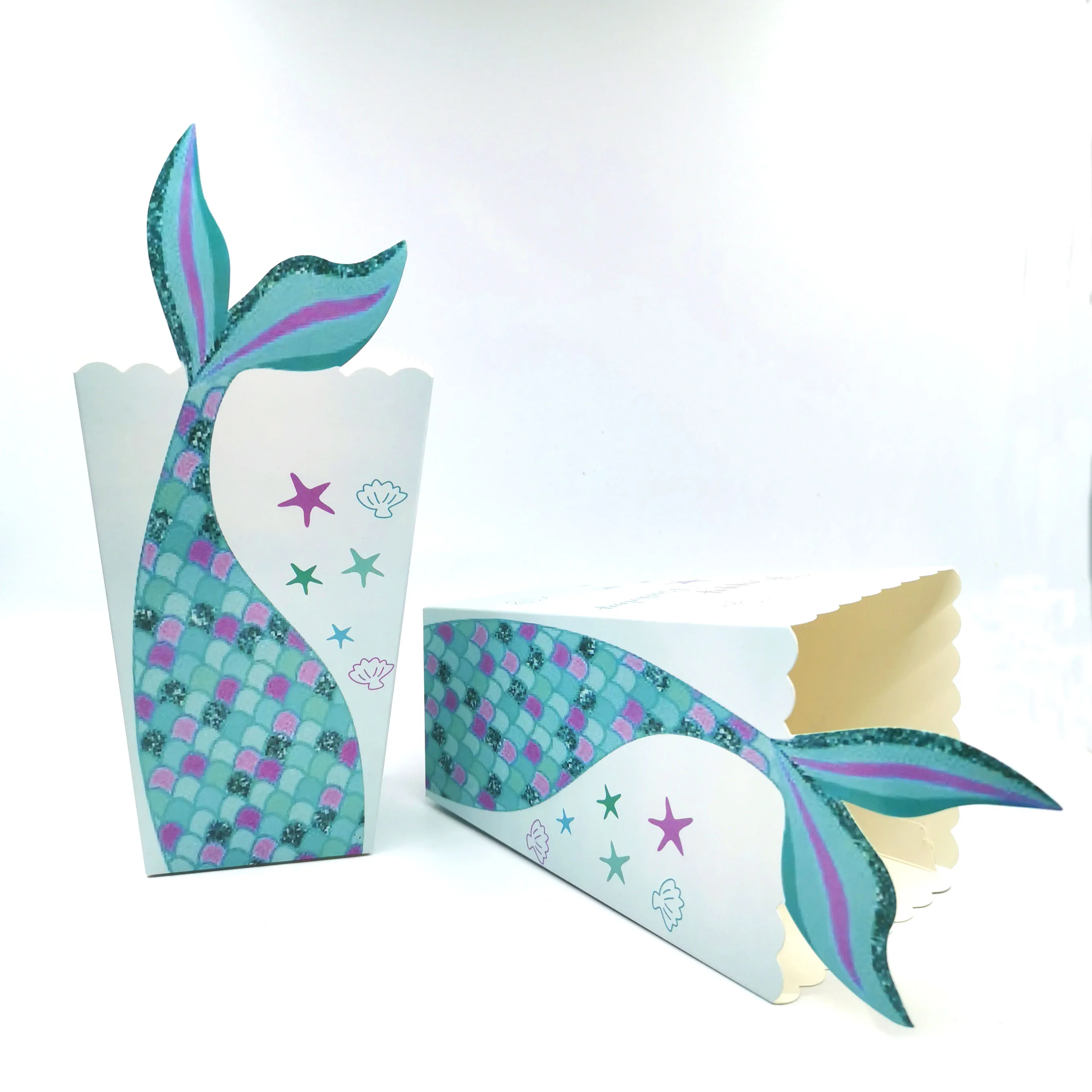 Русалочка бумажные коробки для попкорна сумки милые попкорн коробка вечерние