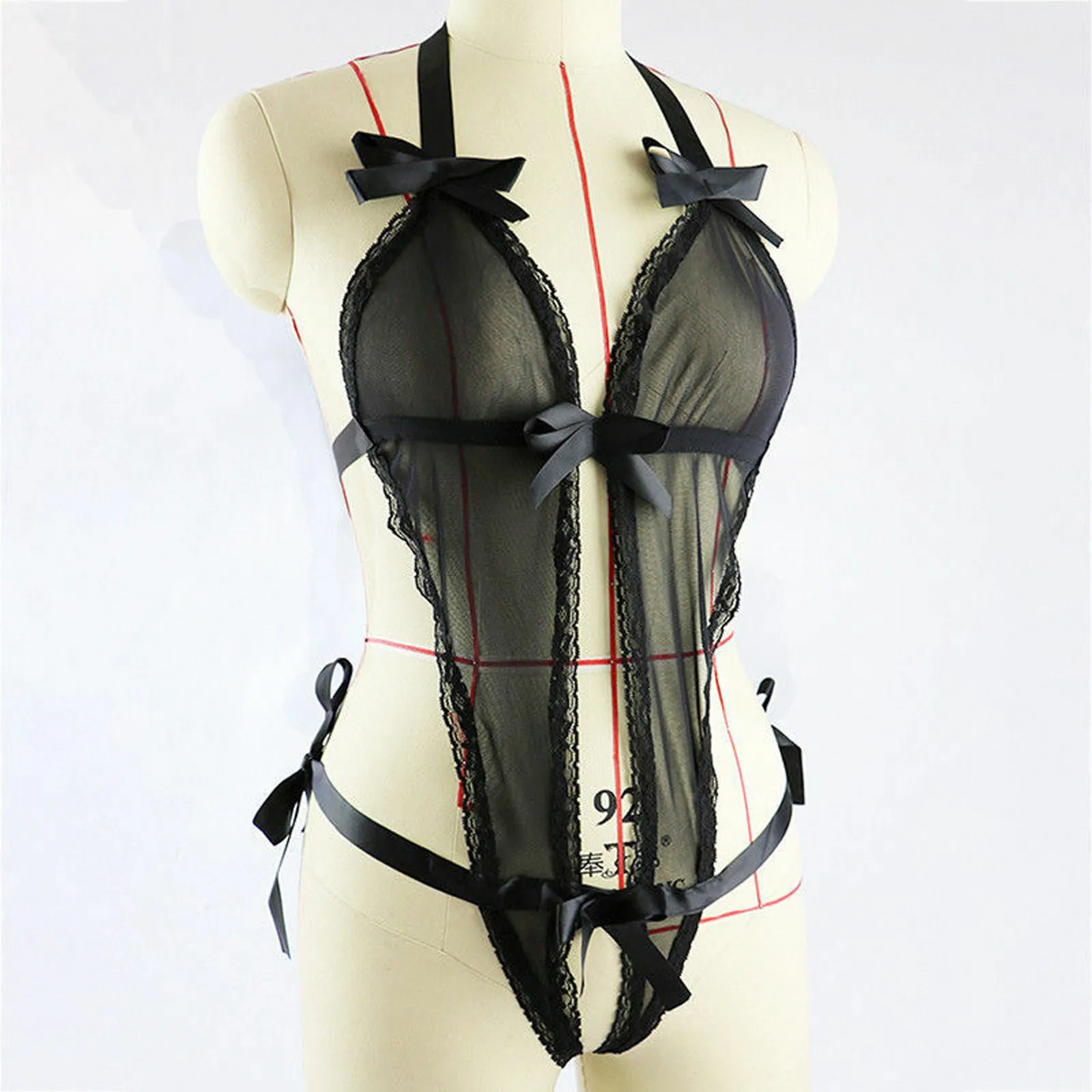 Женский прозрачный кружевной комбинезон lencerancia большого размера Ажурное боди