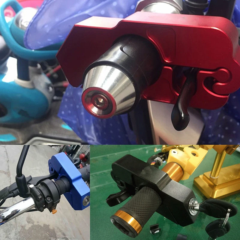 

Motorcycle Handlebar Safety Lock Brake Aluminum Throttle Grip Anti Theft Security Lock Fit Scooter ATV Dirt Street Bikes Auto