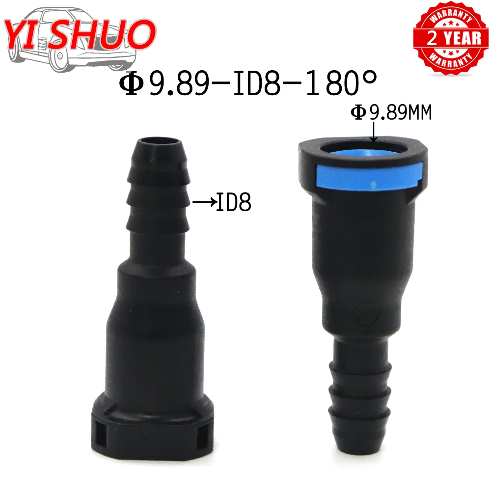 

Car 2pcs High Quality 9.89mm 9.89 ID8 10x8 180 degree Fuel Pipe Joint Plastic Fittings Fuel Line Quick Connector for Volkswagen