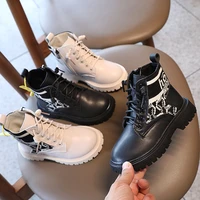 new girls leather boots british fashion short boots 2022 winter children boots flying woven kids tide boots fashion hot 26 36