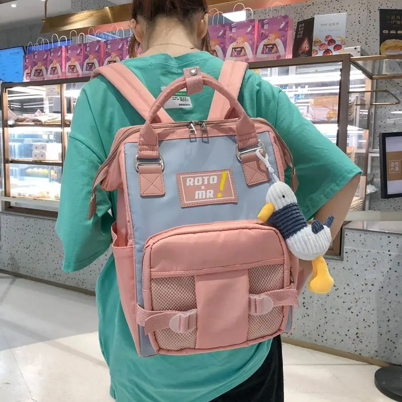 Школьный портфель для подростков рюкзаки девочек женские нейлоновые розовые