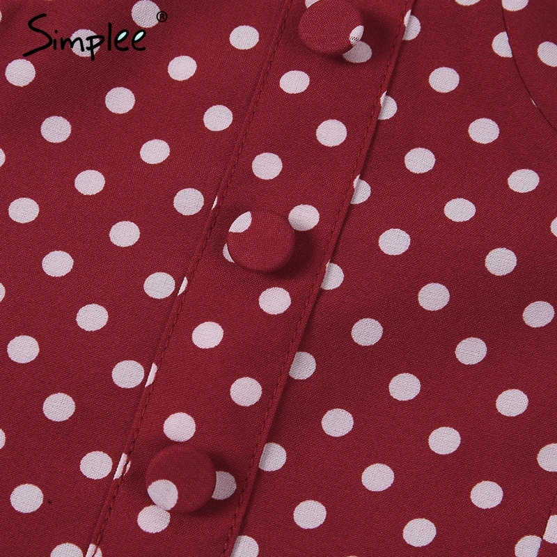 Женское платье трапеция Simplee в горошек 2019 летние женские бордовые вечерние