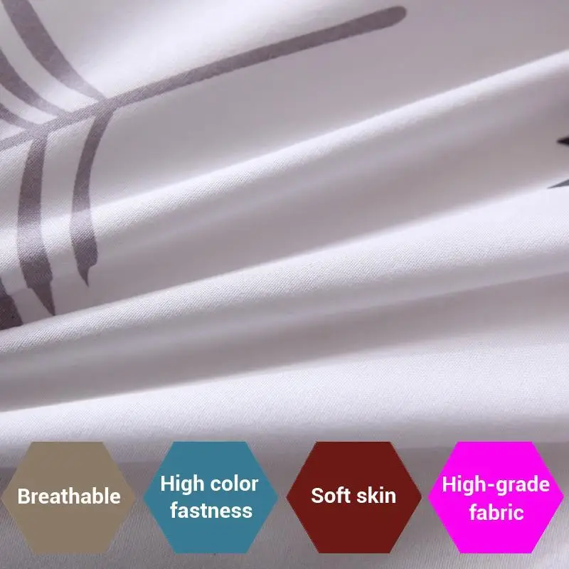 55 Комплект постельного белья в скандинавском стиле с рисунком листьев