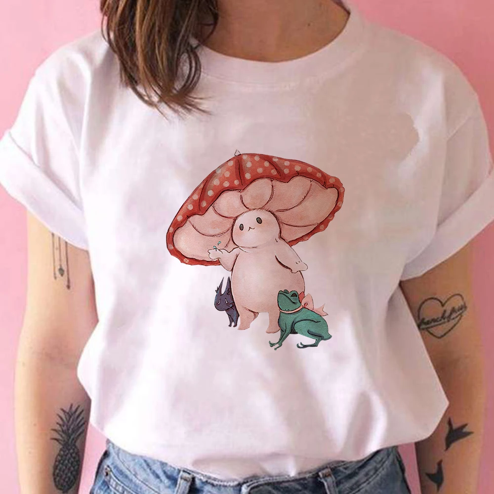 

Kawaii Mushroom Graphic Woman's clothing T-shirts Harajuku Aesthetic Casual Clothes Top Tee Modern Streetwear Tumblr Mujer