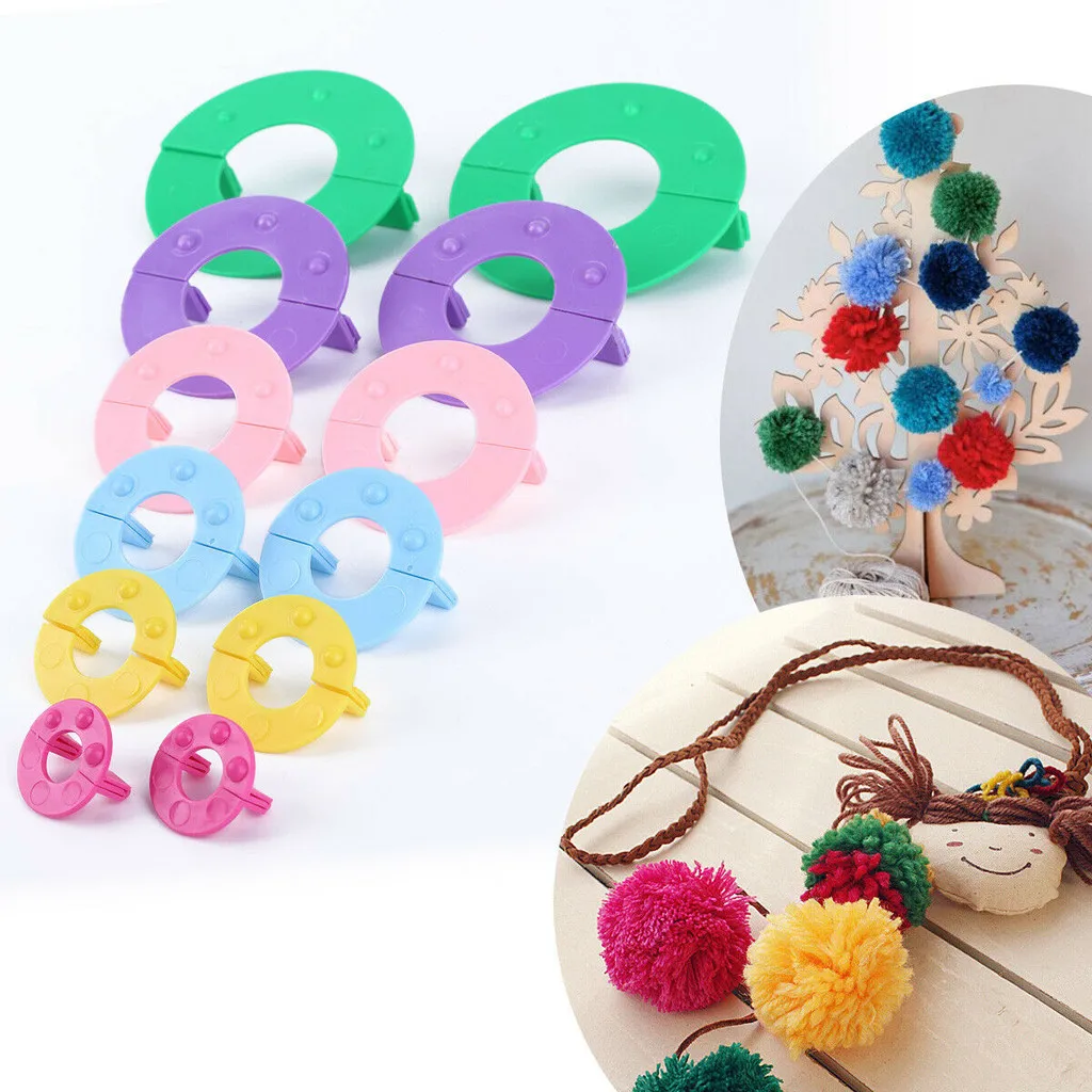 Помпоном 4 размера Пластик Пом чайник и майка с помпонами ткацкая игла Вязание