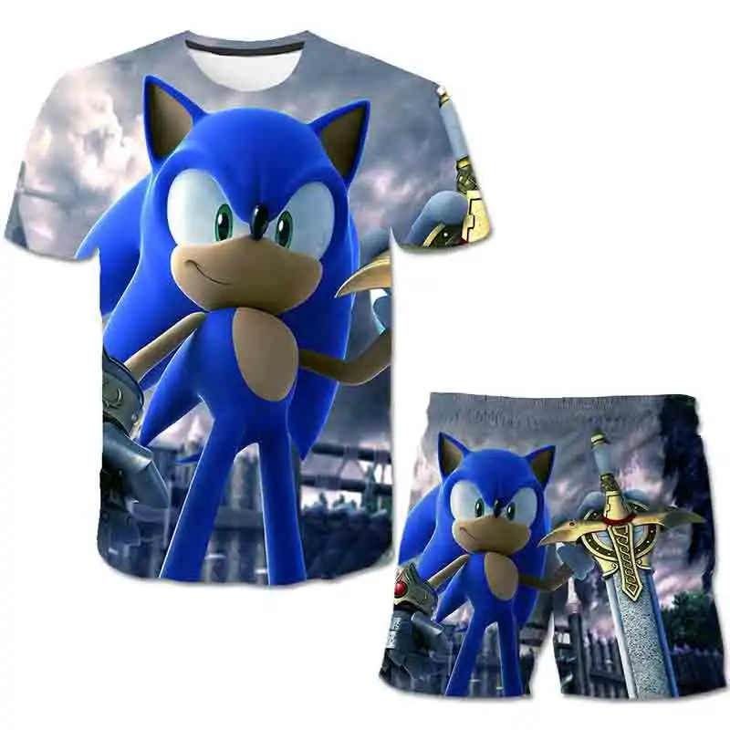 

Children's Clothing Sets Sonic T Shirt Boys Tshirts Kids Pants Kids Girls Tops Tees Baby Clothes Short Sleeve Teen Girls Shirts