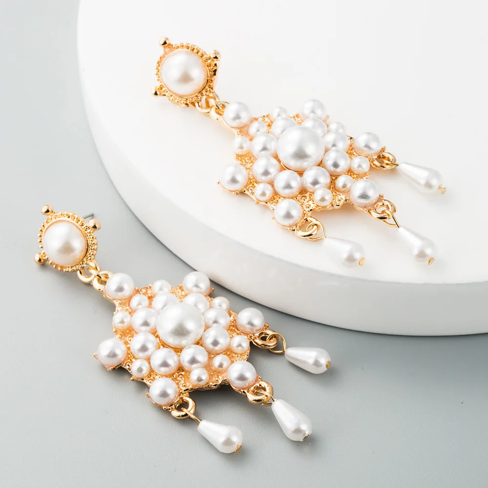 

Женские серьги-подвески с искусственным жемчугом, золотого цвета