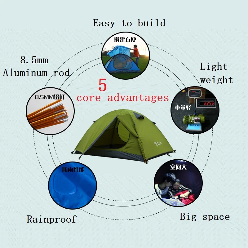 Наружный тент для кемпинга Профессиональная ручная палатка с ультра светильник 3