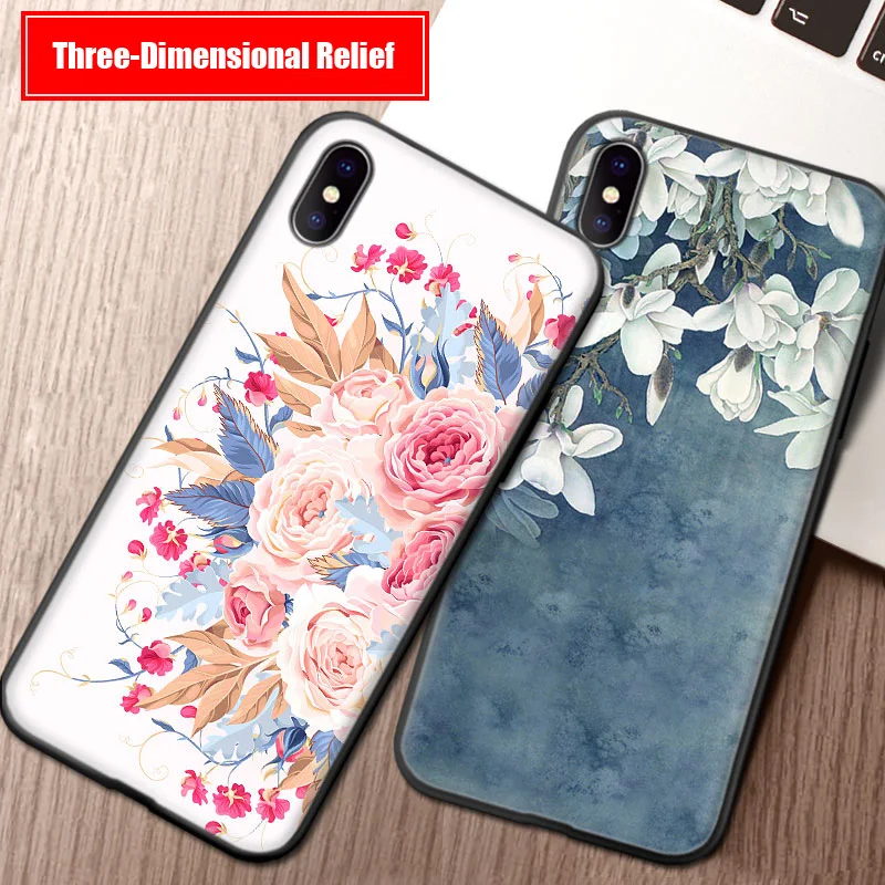 Силиконовый чехол для iPhone мягкий ТПУ телефона задняя крышка полная защита цветок