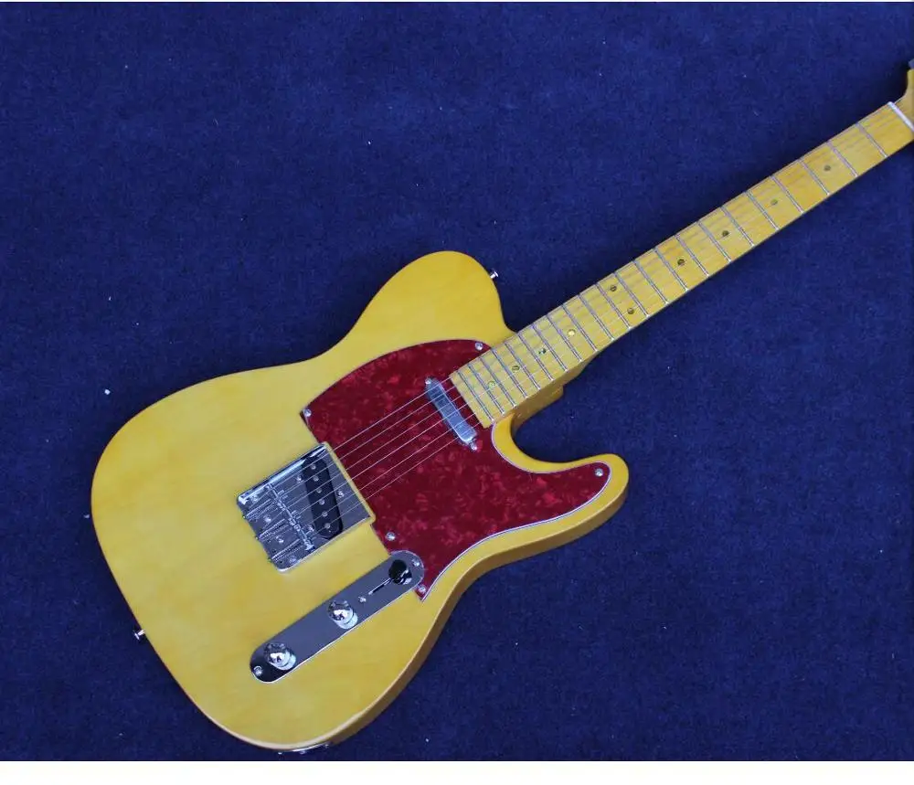 

New electric guitar.yellow color gitaar.high quality pickups.handmade 6 stings maple fingerboard guitarra.real photo