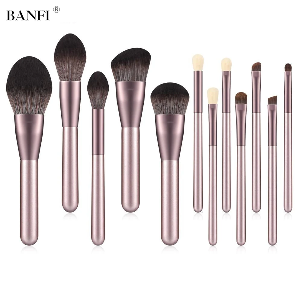 

BANFI Makeup Brush Set Rose Gold Pencil Make up Brushes Professional Foundation Brush Eyebrow Brush Beauty Tool 12pcs
