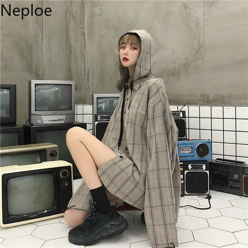 Neploe 2020 осенние новинки с капюшоном свободные блузки женские ретро Harajuku стиль